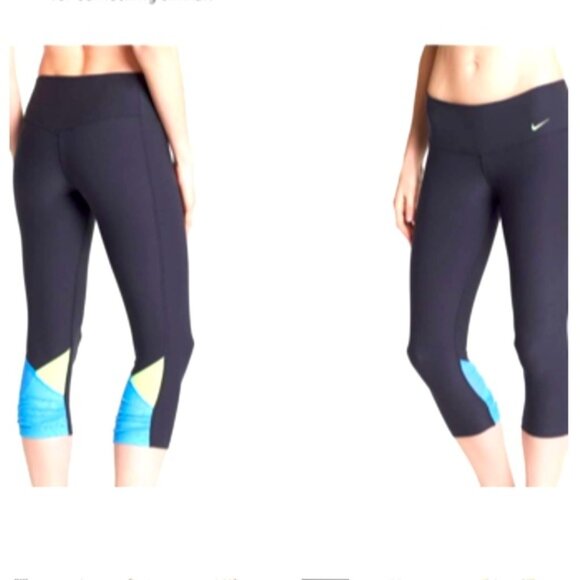 NIKE Dri-Fit Legend 2.0 Capri Legend Pants Run Leggings Mesh Crops High Waist S - Picture 1 of 14